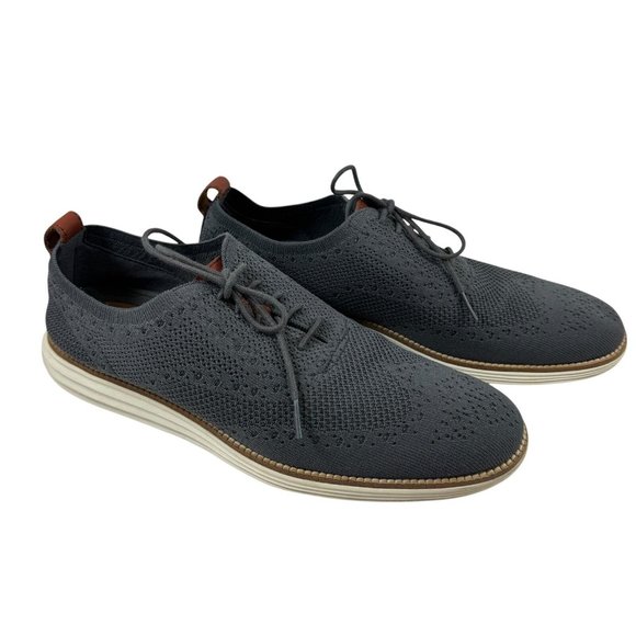 Cole Haan Size 11.5 Original Grand Mens Tie Shoes Stitchlite Wingtip Oxford Gray - Picture 2 of 11